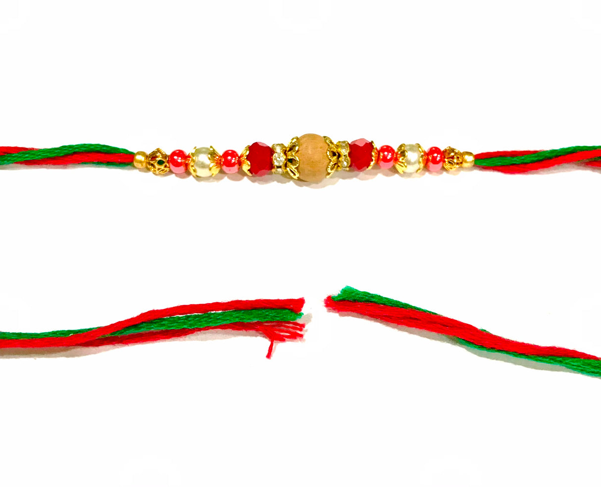 Red & Green Festive Beaded Rakhi