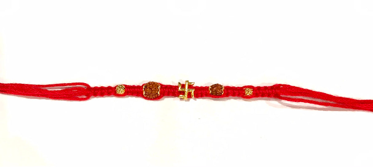 Swastik Rudraksha Rakhi – Red Thread