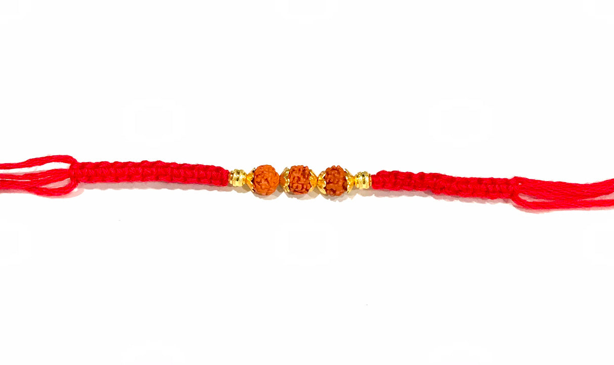 Triple Rudraksha Rakhi – Red Thread