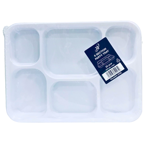 A Reusable 6 Compartment Party Tray