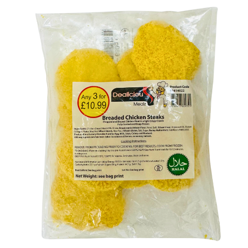 Dealicious Mealz Frozen Breaded Chicken Steaks