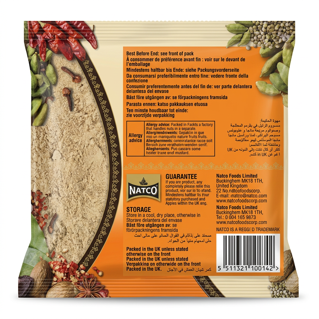 Natco Amchoor Powder by Natco Ground Spices — back view showing ingredients and product details, studio product photo on white background