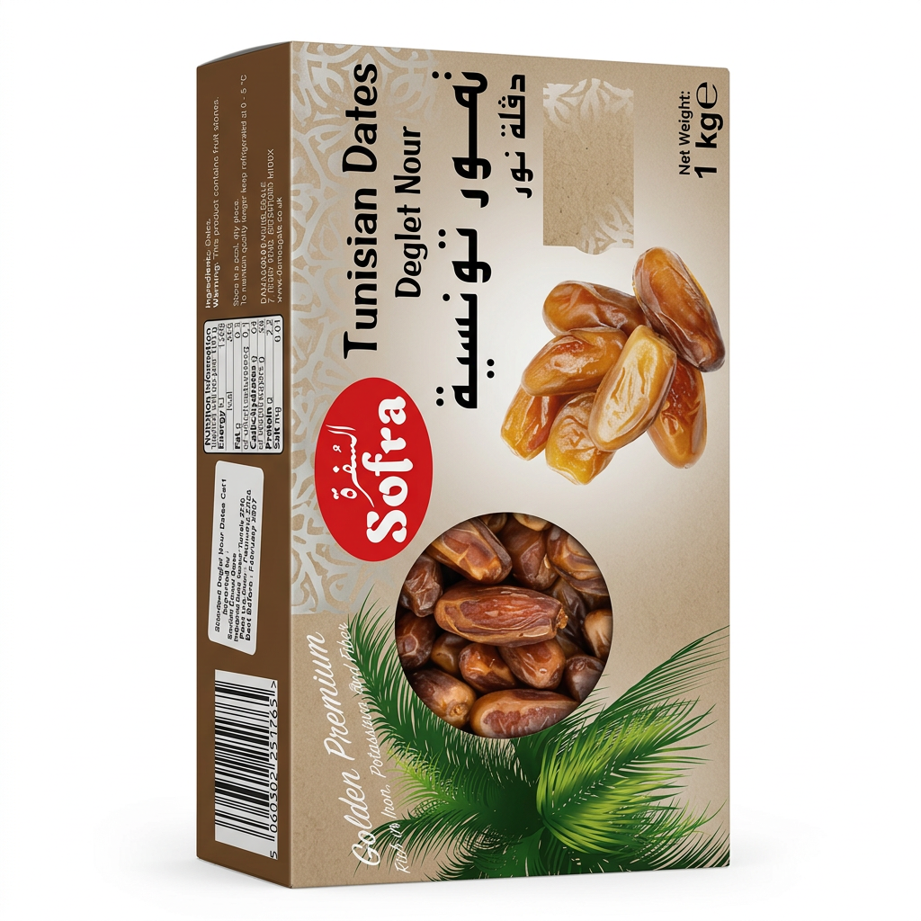 Sofra Tunisian Dates by Sofra Dry Fruits & Nuts — front view showing product label and branding, studio product photo on white background