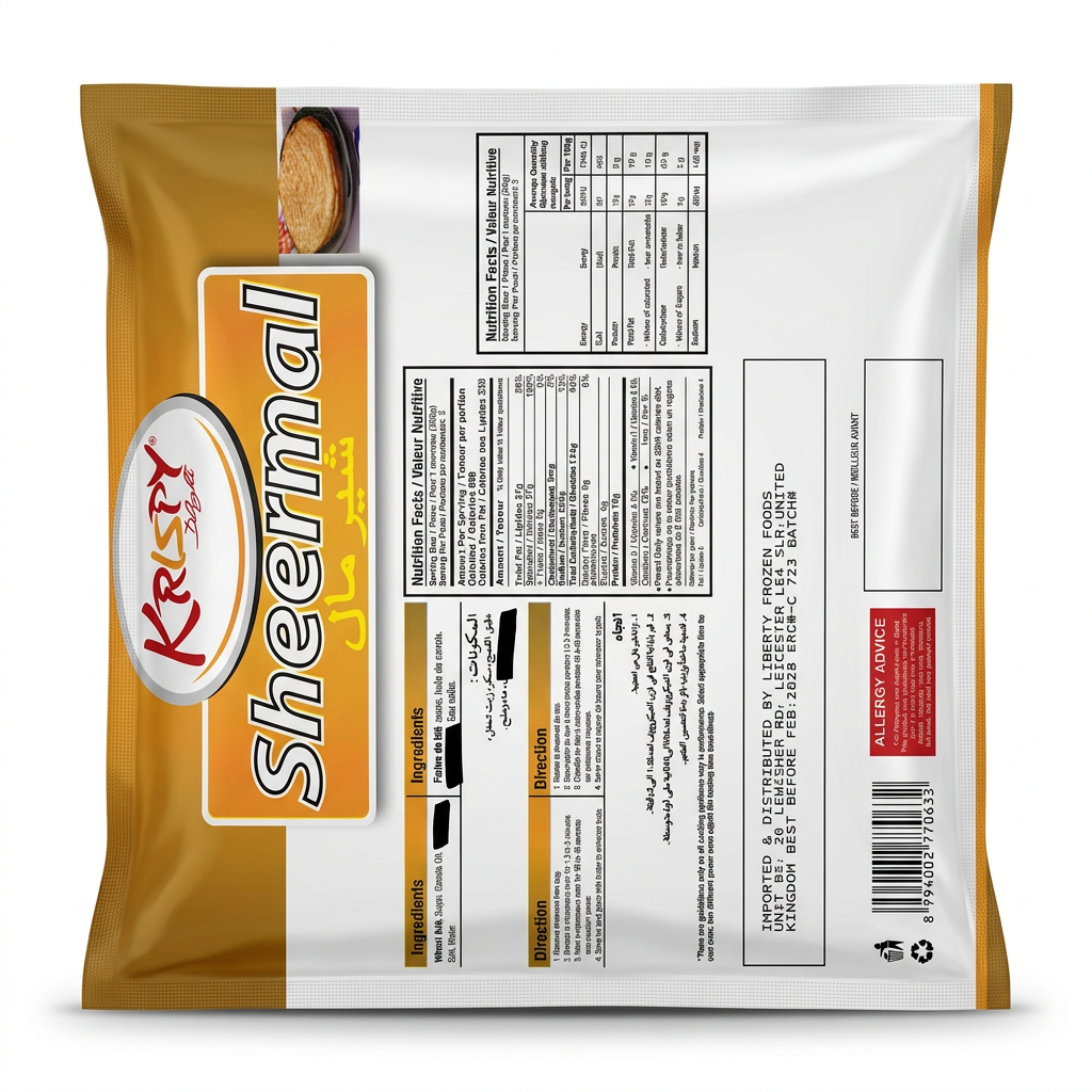 Krispy Delight Frozen Sheermal by Krispy Delight Frozen — back view showing ingredients and product details, studio product photo on white background