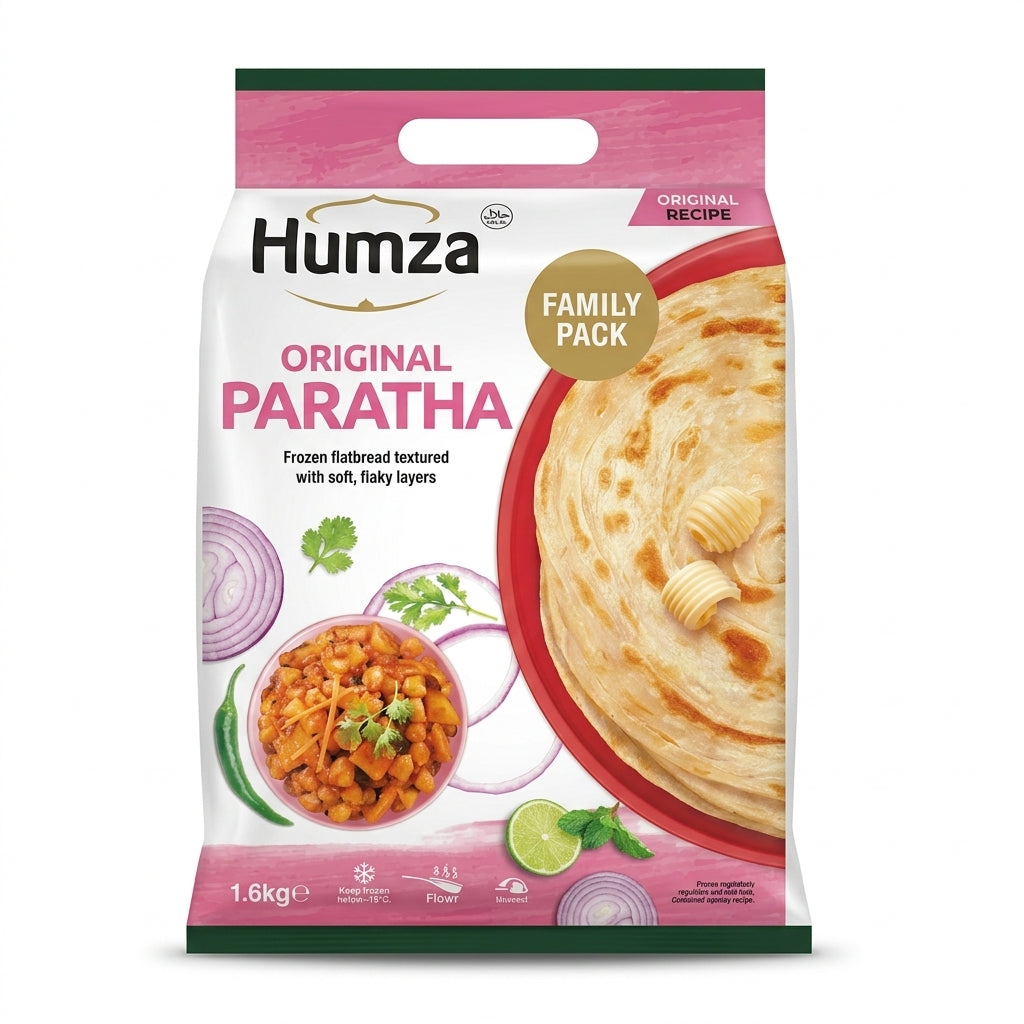 Humza Frozen Original Paratha by Humza Frozen — front view showing product label and branding, studio product photo on white background