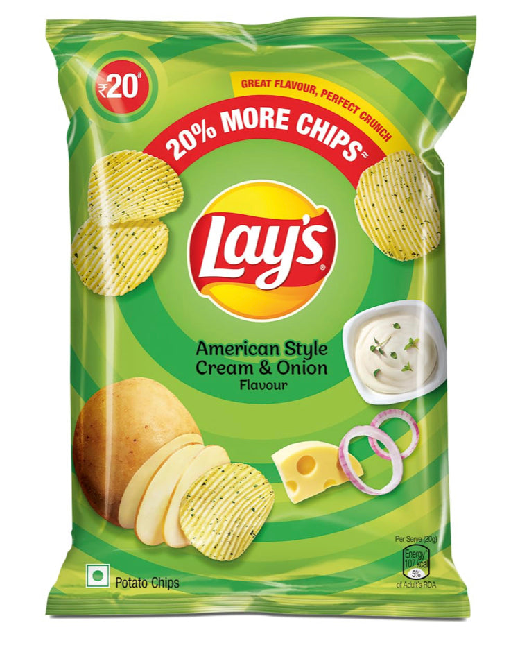 Lays Cream & Onion Flavour Potato Chips