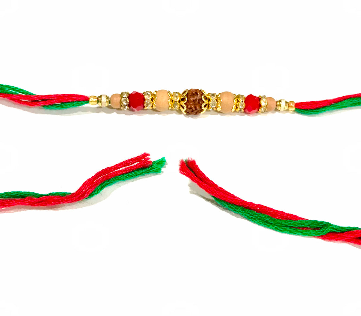 Rudraksha Red & Green Beaded Rakhi