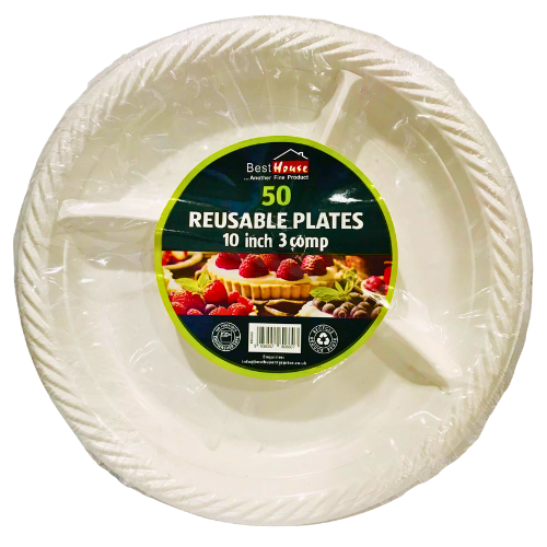 Best House 10 Inch 3 Compartment Reusable Plates
