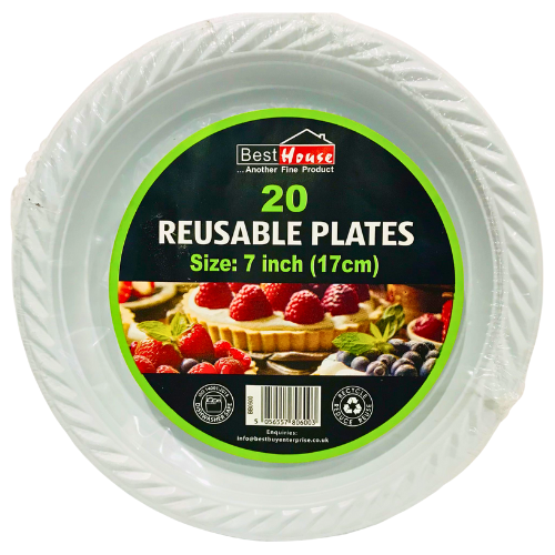 Best House 7 Inch Reusable Plates 20 pcs