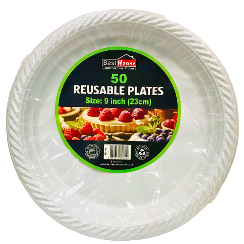 Best House 9 Inch Reusable Plates 50 pcs
