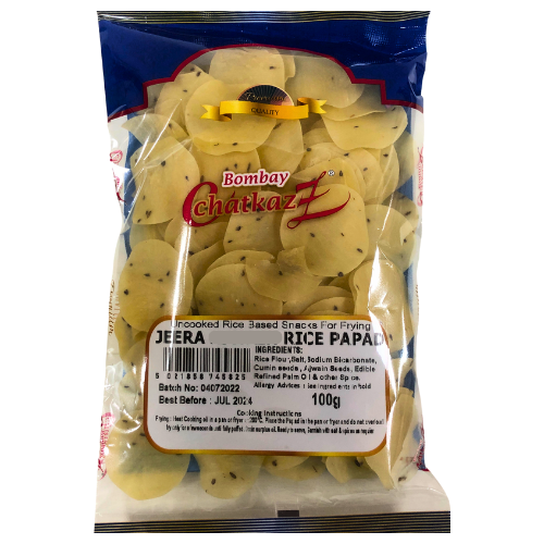 Bombay Chatkaz Jeera Rice Papad 100g