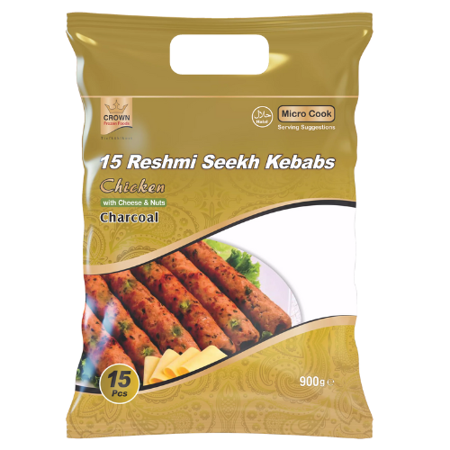 Crown Frozen Reshmi Seekh Kebab(Chicken With Cheese & Nut) 15 pcs