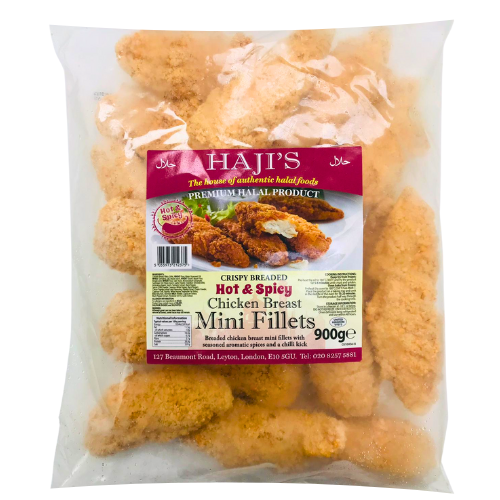 Hajis Frozen Hot & Spicy Crunchy Breaded Chicken Mini Fillets