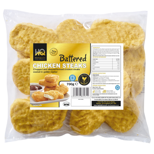 HQ Frozen Battered Chicken Steaks 600g