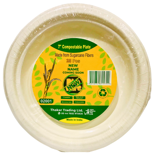 New 7 Inch Compostable Plate 25 pcs