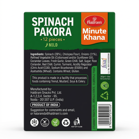 Haldirams Frozen Spinach Pakora by Haldirams Frozen — front view showing product label and branding, studio product photo on white background