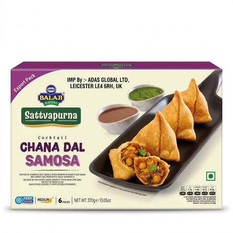 Balaji Frozen Chana Dal Samosa by Balaji Frozen — front view showing product label and branding, studio product photo on white background