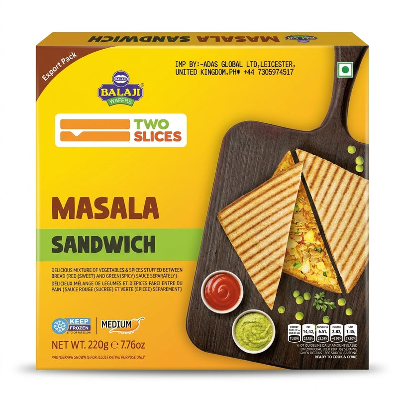 Balaji Frozen Masala Sandwich by Balaji Frozen — front view showing product label and branding, studio product photo on white background