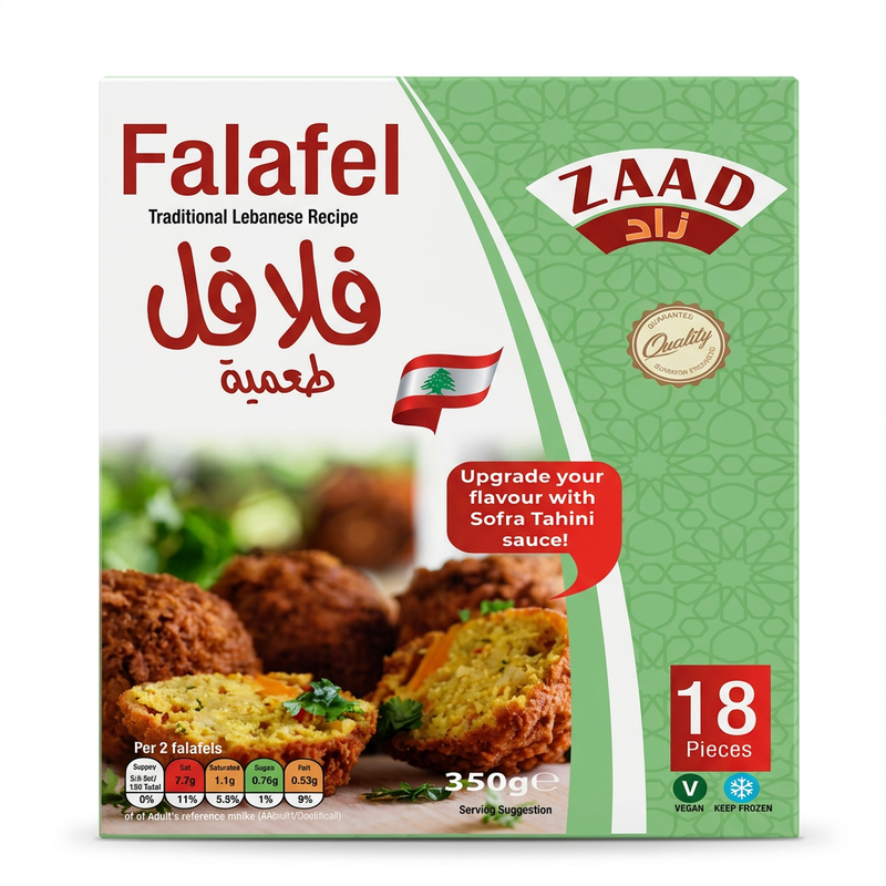 Zaad Frozen Falafel by Zaad Frozen — front view showing product label and branding, studio product photo on white background
