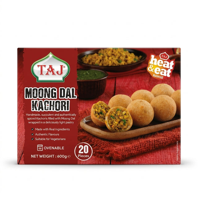 Taj Frozen Moong Dal Kachori by Taj Frozen — front view showing product label and branding, studio product photo on white background