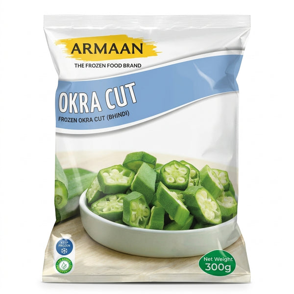 Armaan Frozen Sliced Okra Rings by Armaan Frozen — front view showing product label and branding, studio product photo on white background