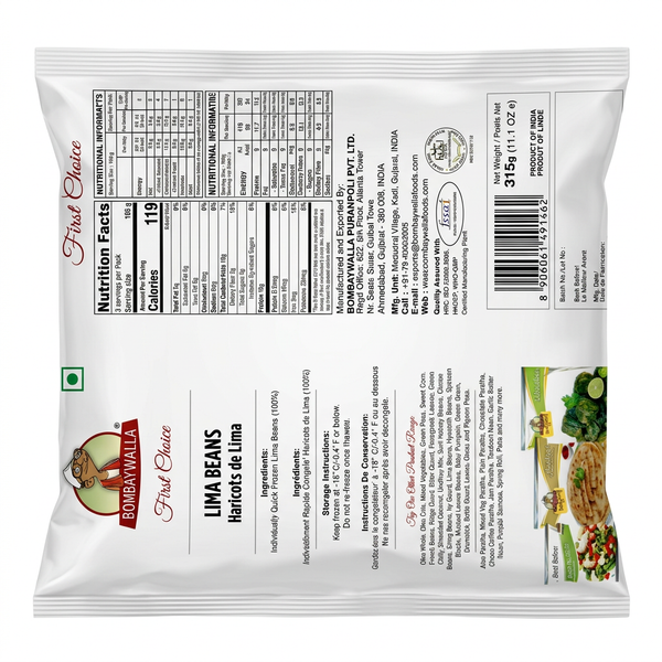 Bombaywalla Frozen Valor Lilva by Bombaywalla Frozen — back view showing ingredients and product details, studio product photo on white background