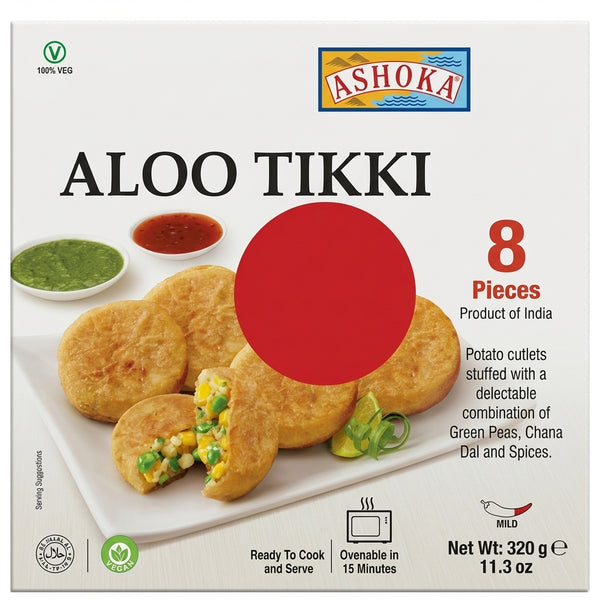 Ashoka Frozen Aloo Tikki by Ashoka Frozen — front view showing product label and branding, studio product photo on white background