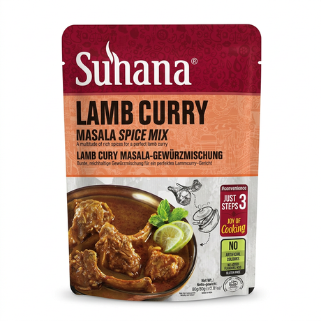 Suhana Lamb Curry Spice Mix by Suhana Ground Spices — front view showing product label and branding, studio product photo on white background