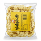 Jalram's Farsan Nylon Papdi Gathiya by Jalram's Farsan Indian Snacks — back view showing ingredients and product details, studio product photo on white background