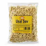 Jalram's Farsan Usal Sev by Jalram's Farsan Indian Snacks — back view showing ingredients and product details, studio product photo on white background