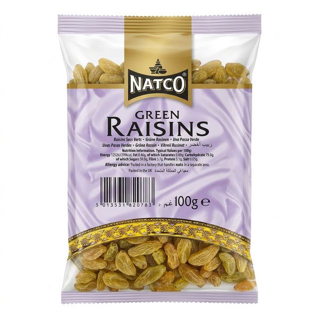 Natco Green Raisins by Natco Dry Fruits & Nuts — front view showing product label and branding, studio product photo on white background