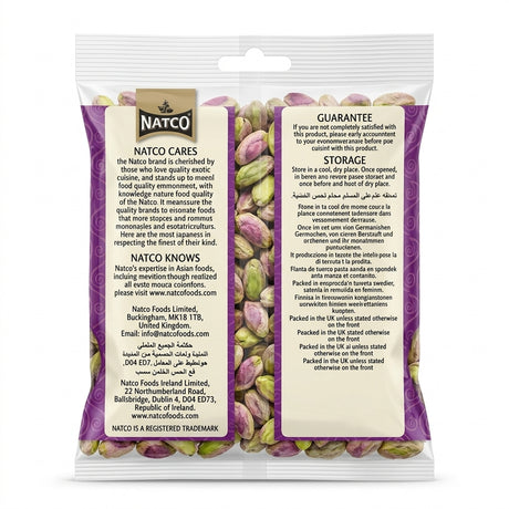 Natco Pistachio by Natco Dry Fruits & Nuts — back view showing ingredients and product details, studio product photo on white background