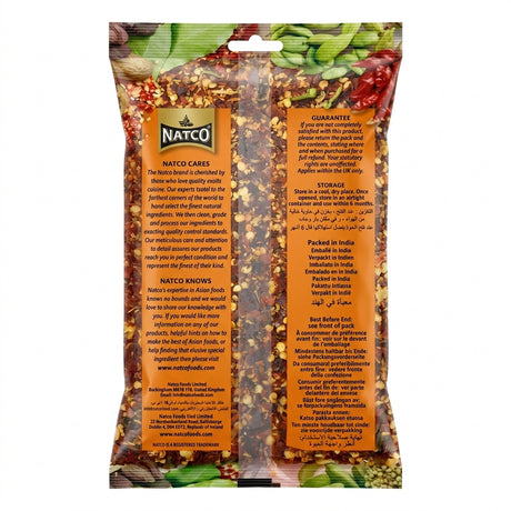 Natco Crushed Chilli by Natco Whole Spices — back view showing ingredients and product details, studio product photo on white background