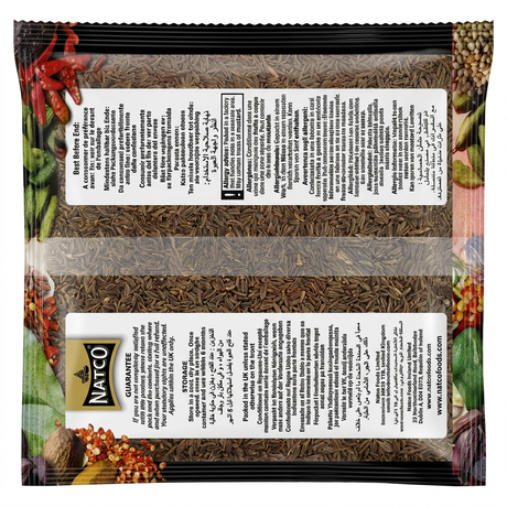 Natco Kala Jeera by Natco Whole Spices — back view showing ingredients and product details, studio product photo on white background