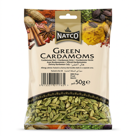Natco Green Cardamom by Natco Whole Spices — front view showing product label and branding, studio product photo on white background