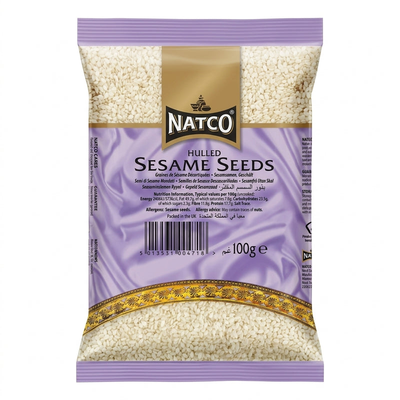 Natco Hulled Sesame Seeds by Natco Dry Fruits & Nuts — front view showing product label and branding, studio product photo on white background