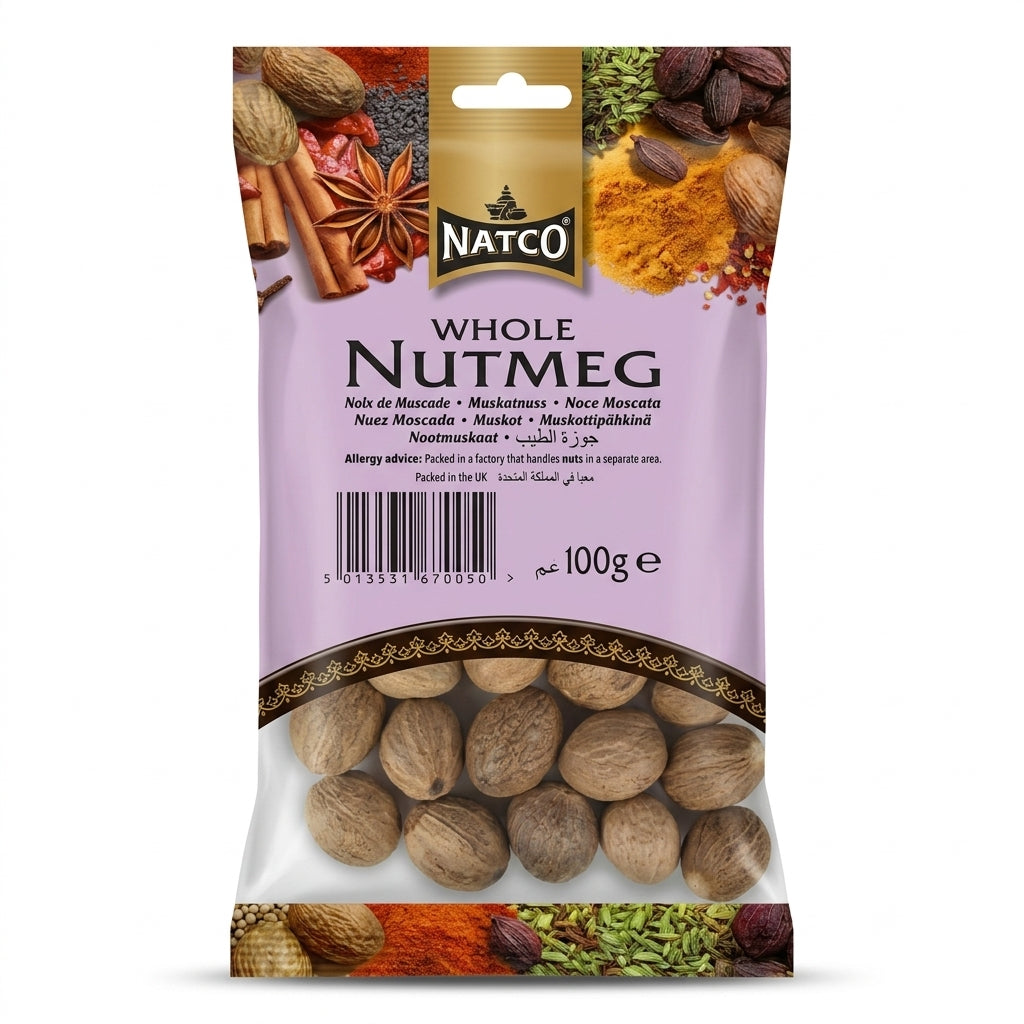 Natco Whole Nutmegs by Natco Whole Spices — front view showing product label and branding, studio product photo on white background
