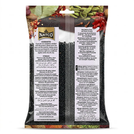 Natco Kaloonji Seeds by Natco Whole Spices — back view showing ingredients and product details, studio product photo on white background