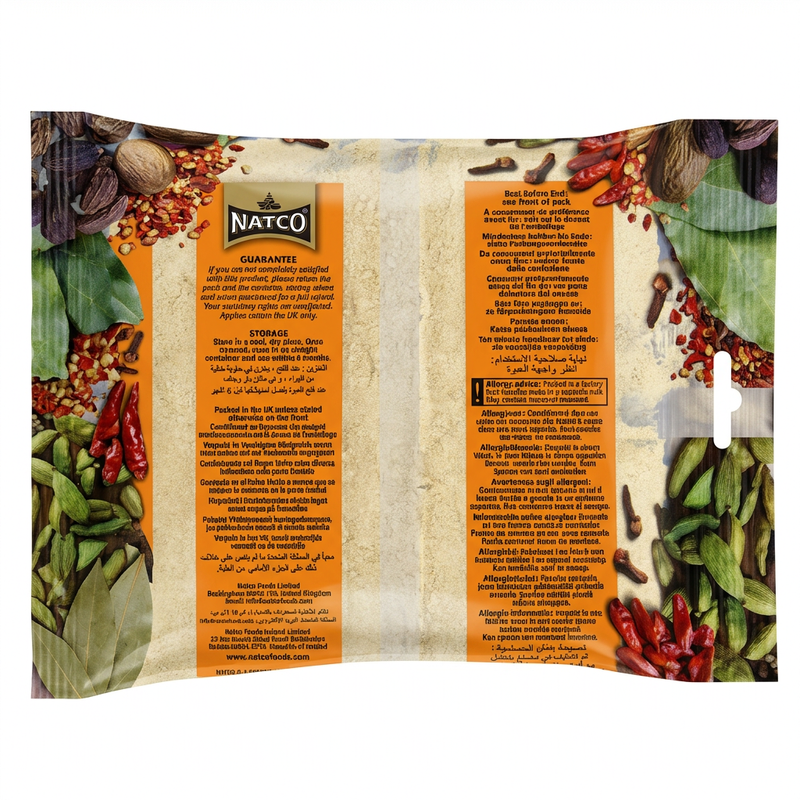 Natco Methi Powder by Natco Ground Spices — back view showing ingredients and product details, studio product photo on white background