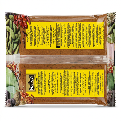 Natco Tandoori Masala by Natco Ground Spices — back view showing ingredients and product details, studio product photo on white background
