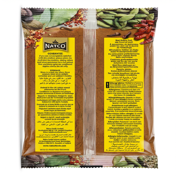 Natco Tandoori Masala by Natco Ground Spices — back view showing ingredients and product details, studio product photo on white background