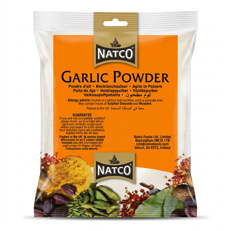 Natco Garlic Powder by Natco Ground Spices — back view showing ingredients and product details, studio product photo on white background
