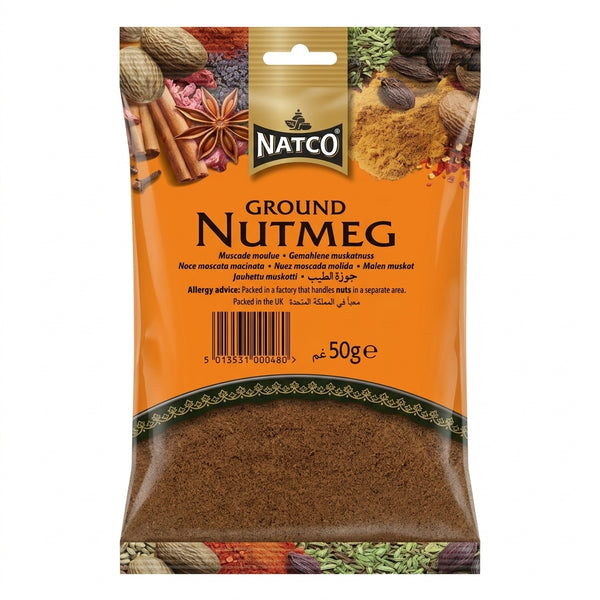 Natco Nutmeg Powder by Natco Ground Spices — front view showing product label and branding, studio product photo on white background