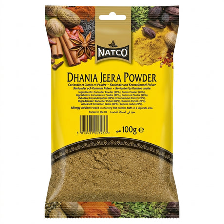 Natco Dhanya Jeera Mix by Natco Ground Spices — front view showing product label and branding, studio product photo on white background