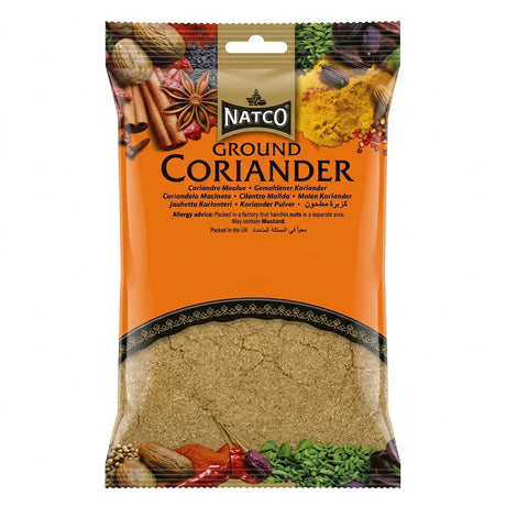 Natco Dhanya ( coriander) Powder by Natco Ground Spices — front view showing product label and branding, studio product photo on white background