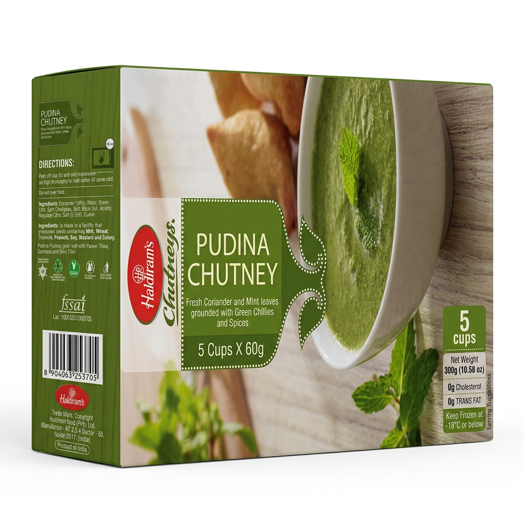 Haldirams Frozen Pudina Chutney by Haldirams Frozen — front view showing product label and branding, studio product photo on white background