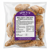 Spicy S Frozen Halal Breaded Chicken Strips by Spicy S Frozen — back view showing ingredients and product details, studio product photo on white background