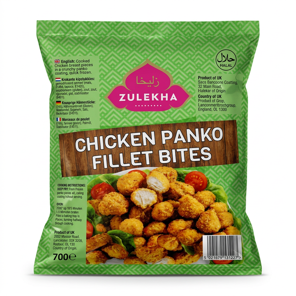 Zulekha Frozen Chicken Panko Fillet Bites by Zulekha Frozen — front view showing product label and branding, studio product photo on white background