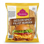 Zulekha Frozen Sizzler Spicy Fillet Burger by Zulekha Frozen — front view showing product label and branding, studio product photo on white background