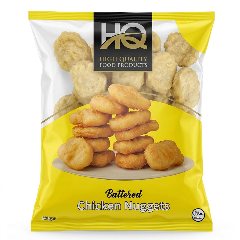HQ Frozen Beeaded Chicken Nuggets by HQ Frozen — front view showing product label and branding, studio product photo on white background